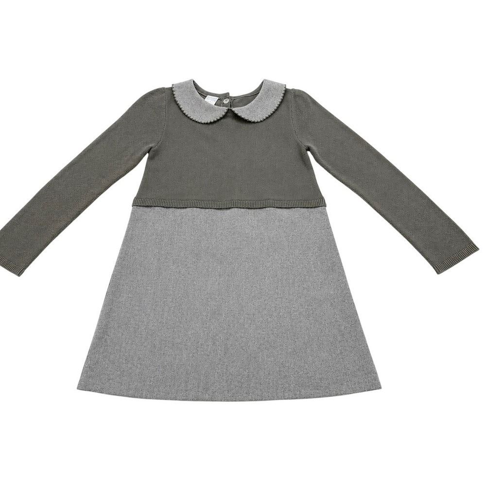 Edgehill Collection Girls Size 6 Gray Peter Pan Collar Knit A-Line Dress